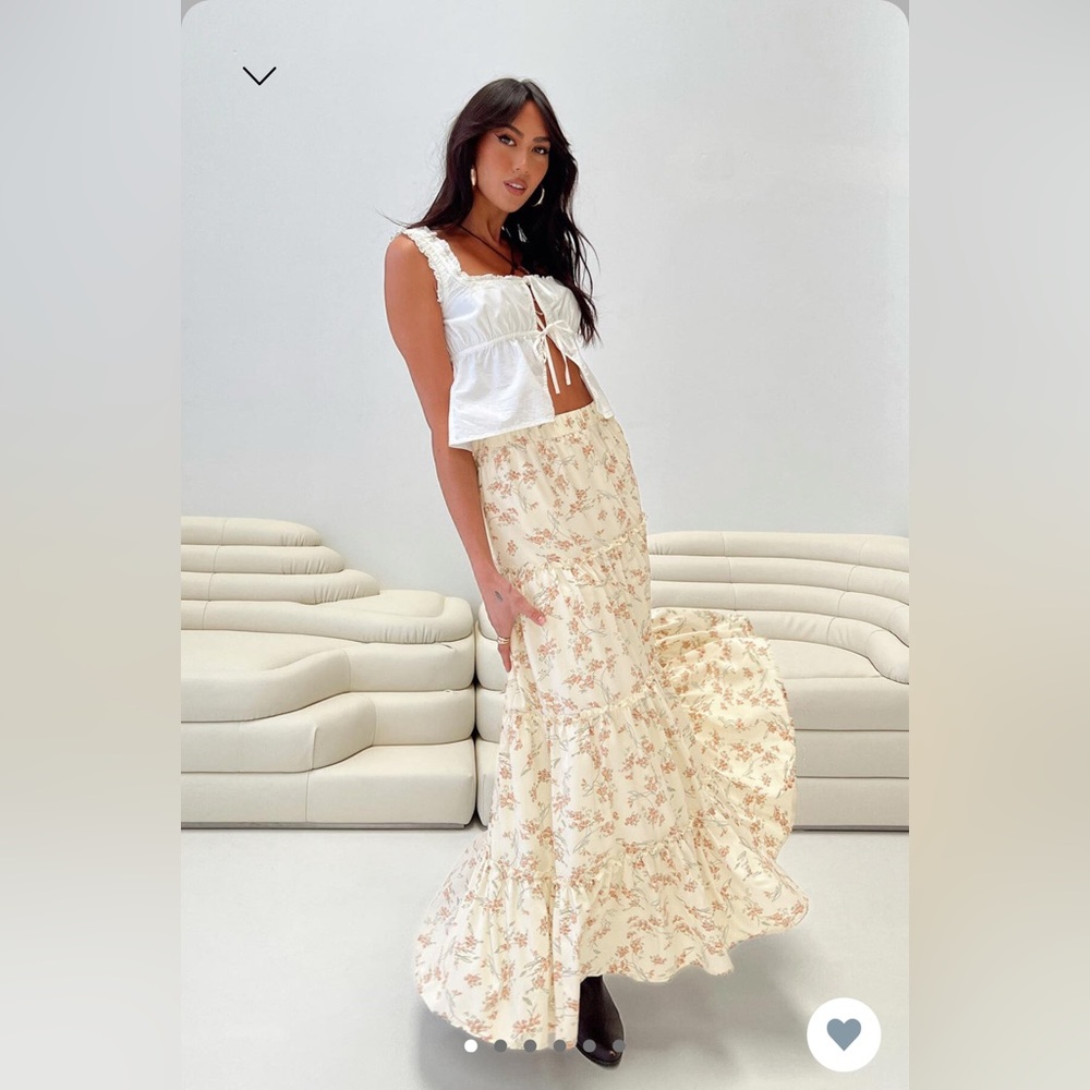 Princess Polly MIRIAH MAXI SKIRT CREAM FLORAL Size US6